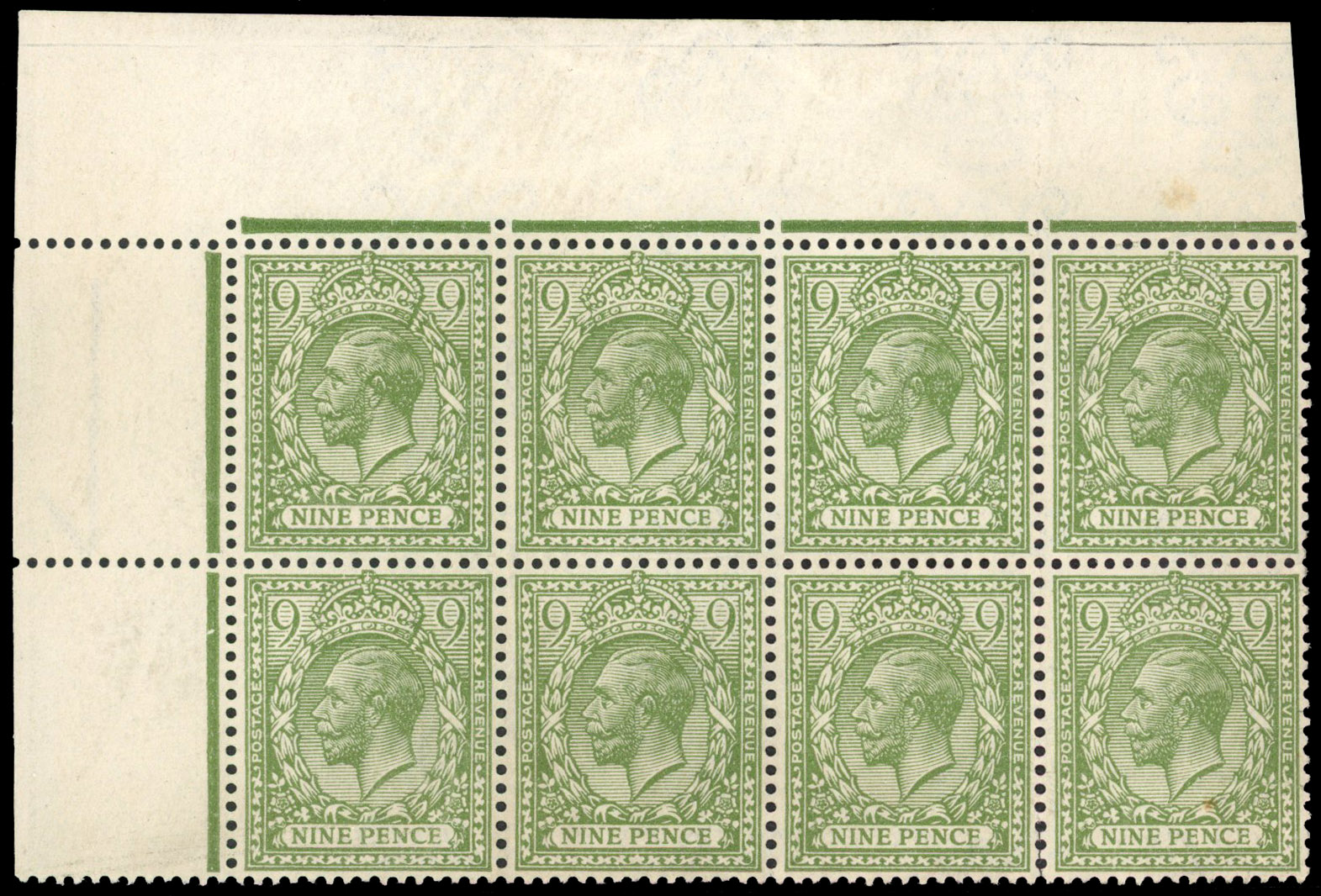 Great Britain SG 393awi mint block of eight watermark inverted 