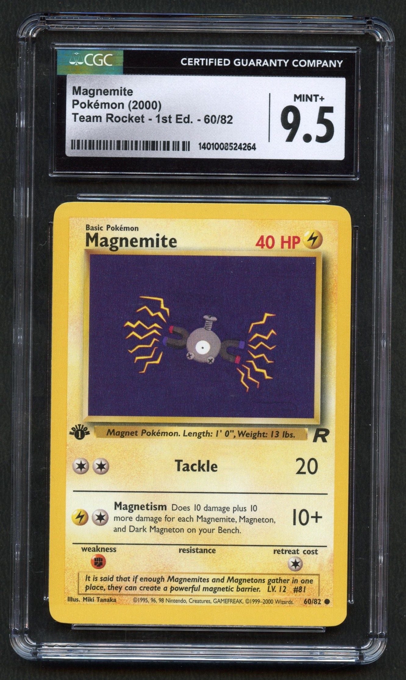 CGC 9.5 1st Edition Magnemite Team Rocket #60/82
