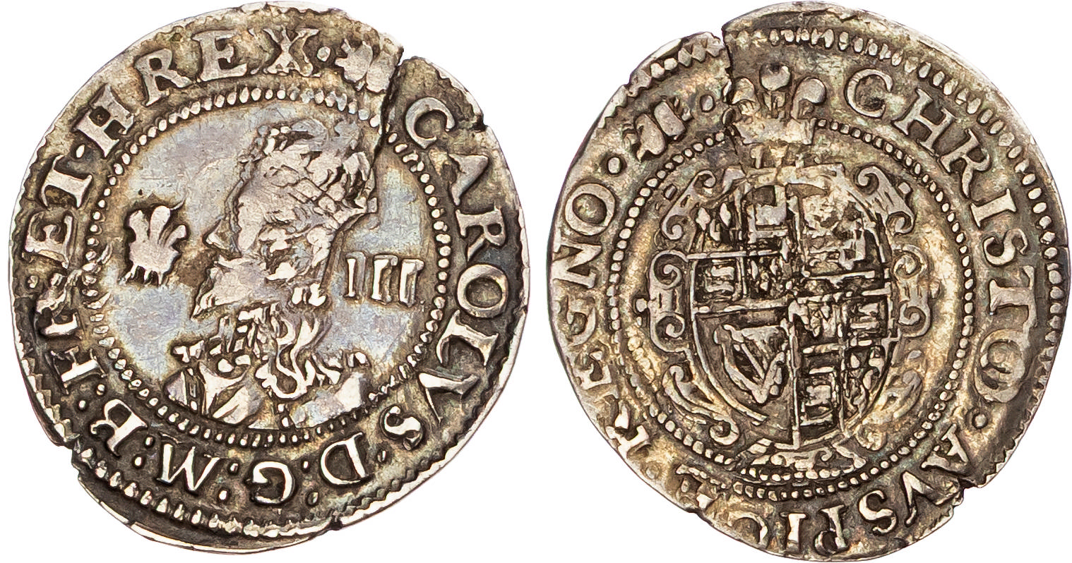 Charles I (1625-1649), AR Threepence, Aberystwyth mint (1638/9-42), mm. book.