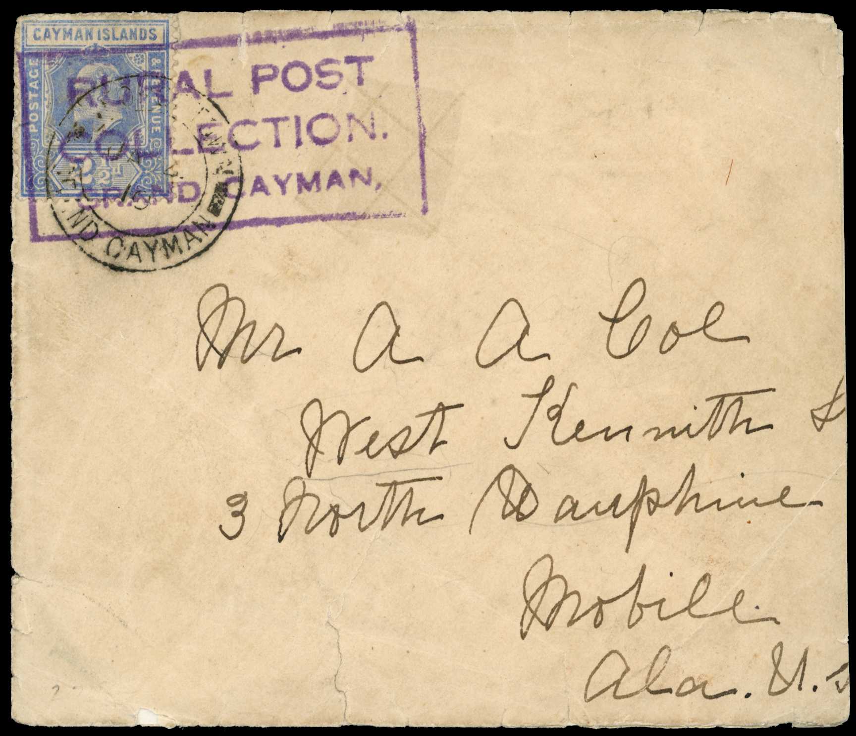1910 reduced cover to Mobile, Alabama,...