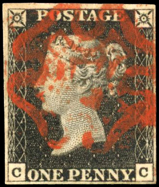 GB 1840 1d black Plate 5 (CC) central red MC