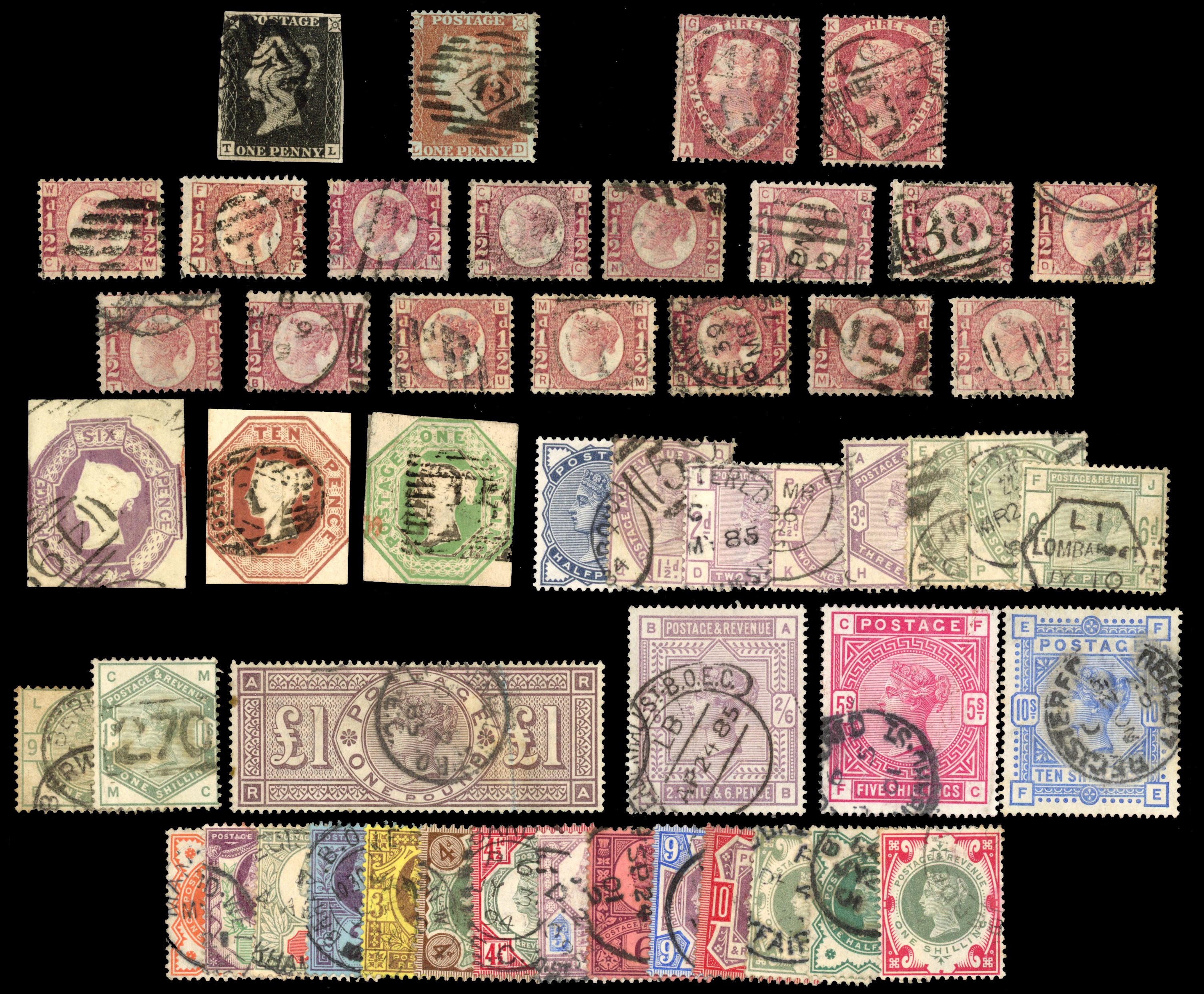 1840-1919 used selection arranged on Hagner pages