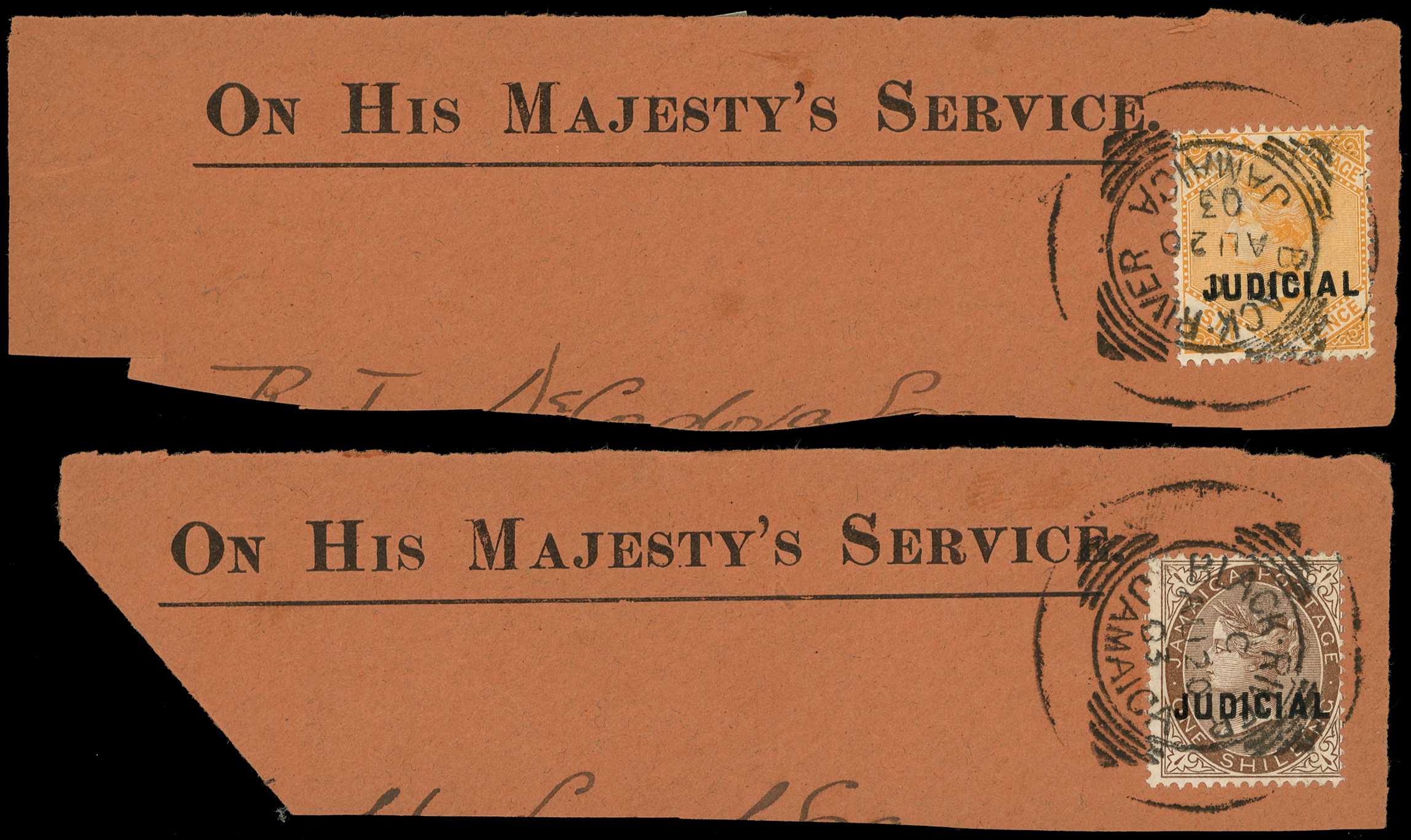 1903 6d and 1/- Judicial optd stamps on...