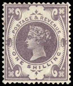 Great Britain 1900 1s "Jubilee" colour trial. Very fine unused o.g. example printed in dull purple on Crown waterm…