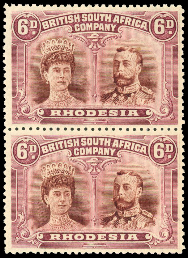 RSC H 6d purple-brown and deep claret pair, #2 Thick Ear mint