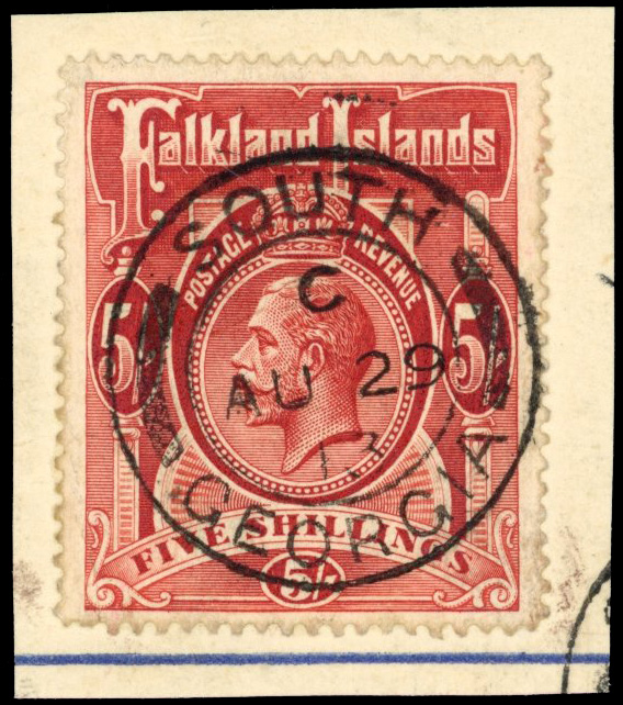 Falkland Islands Dependencies SG Z29 South Georgia 1912 5s on piece