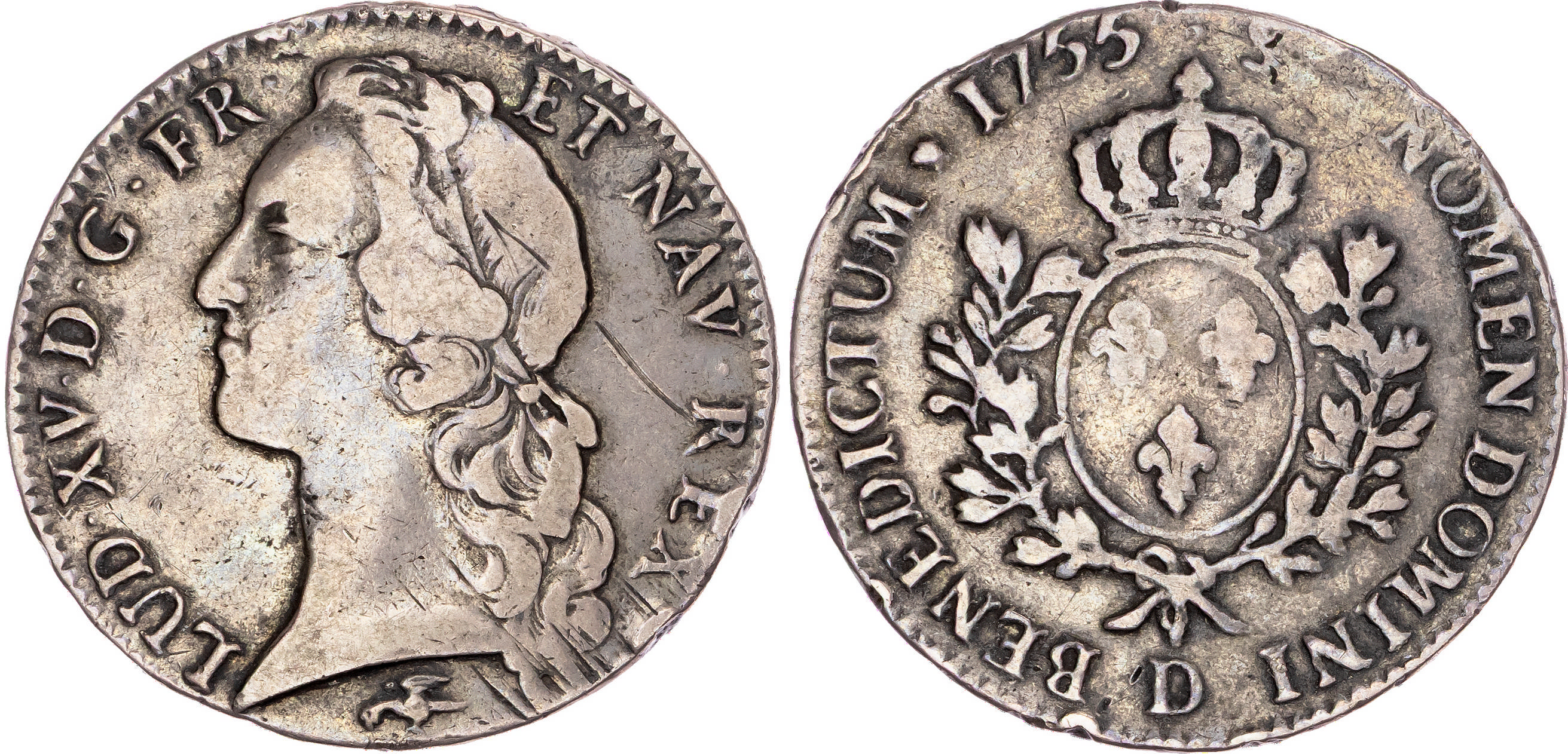 France, Louis XV (1715-1774), silver Écu aux branches d'olivier, 1755