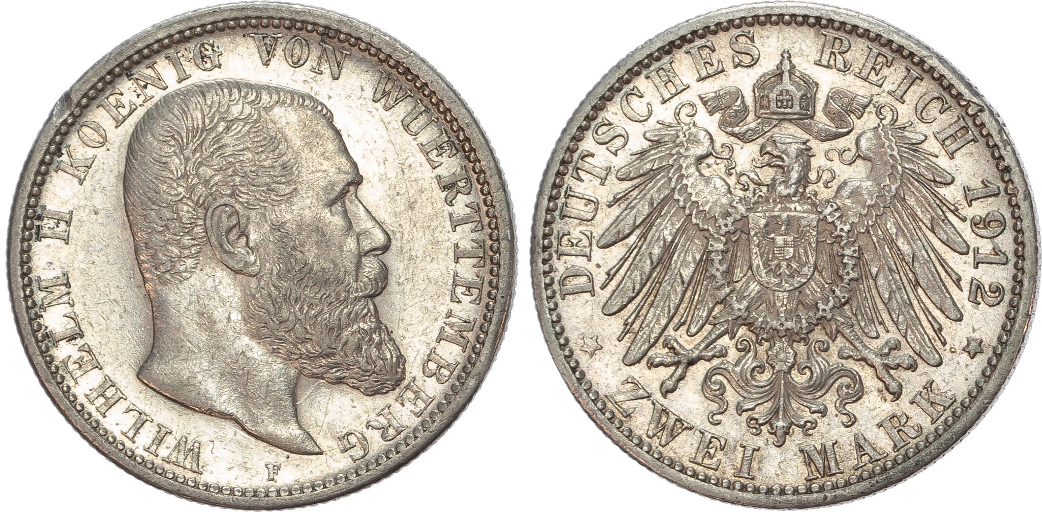 Germany, Württemberg, Wilhelm II (1891-1918), silver 2 Marks (4).