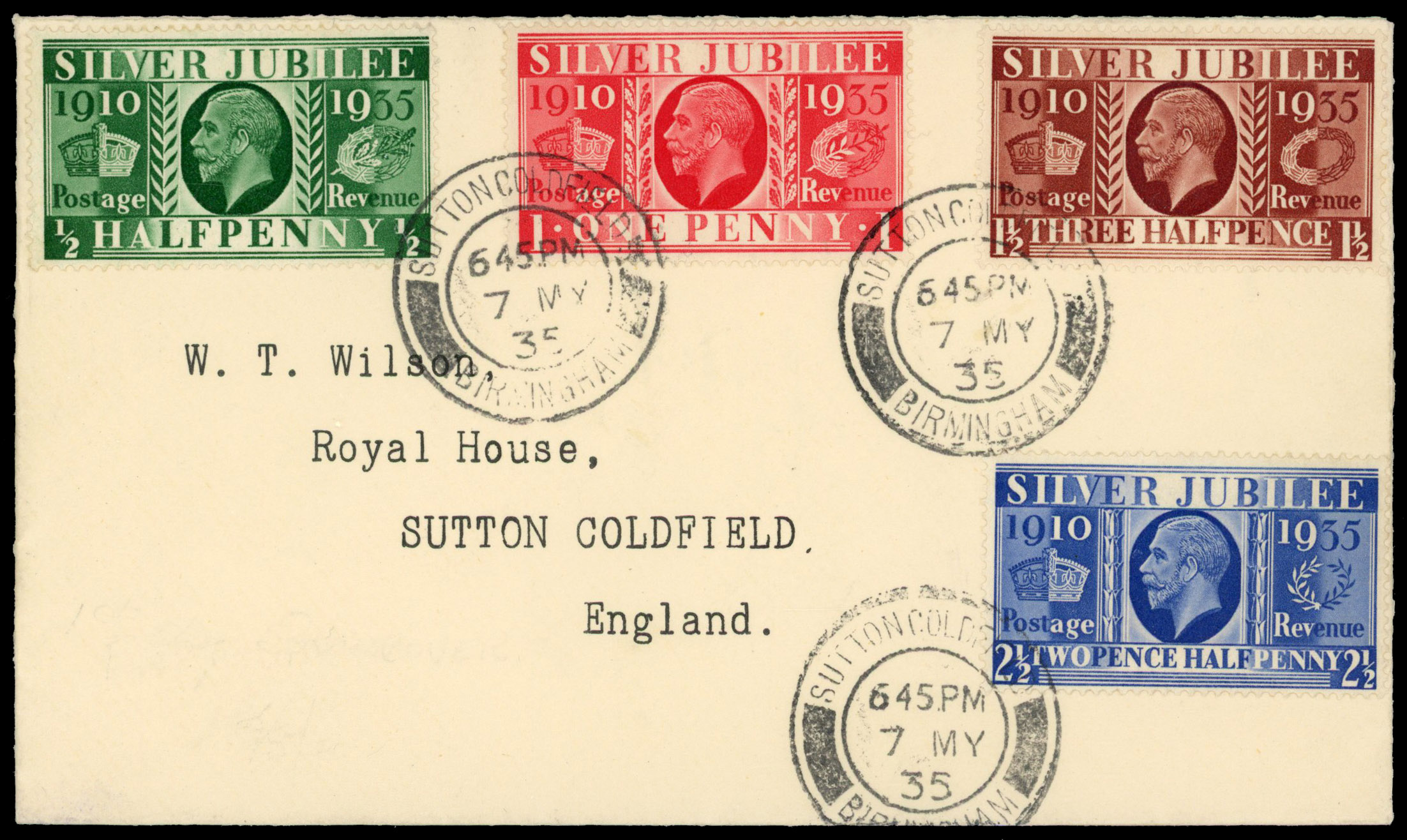 1935 ½-2½d Silver Jubilee. Very fine used set of four FDC