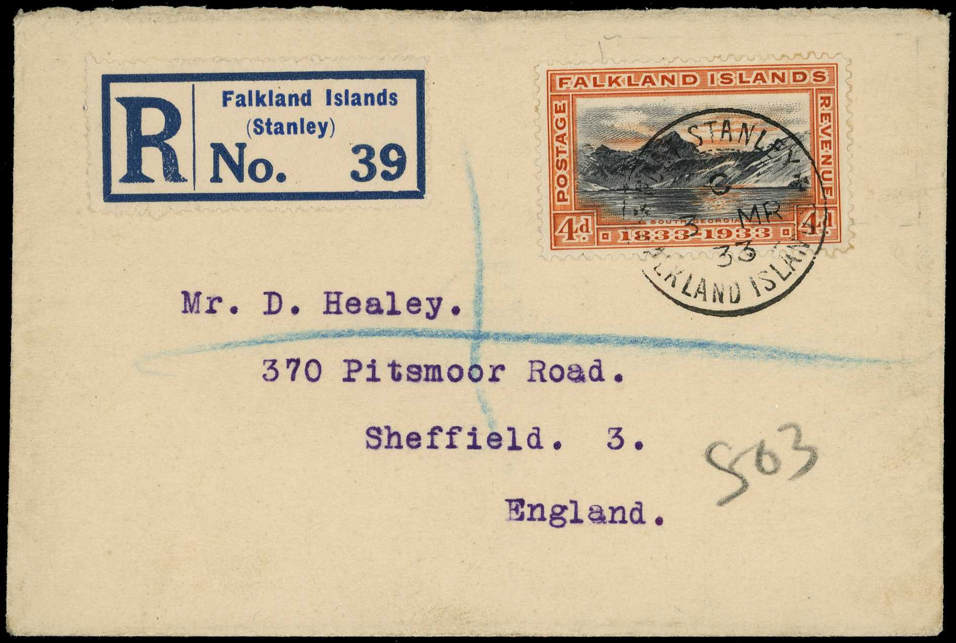 1933 4d black and orange Centenary on...