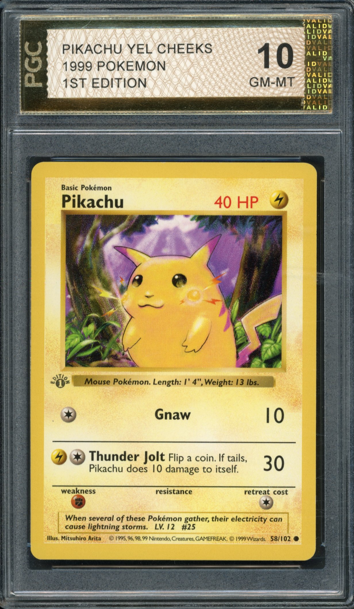 <p>PGC 10 Pikachu 1st Edition Yellow Cheeks - Base Set 1999</p>