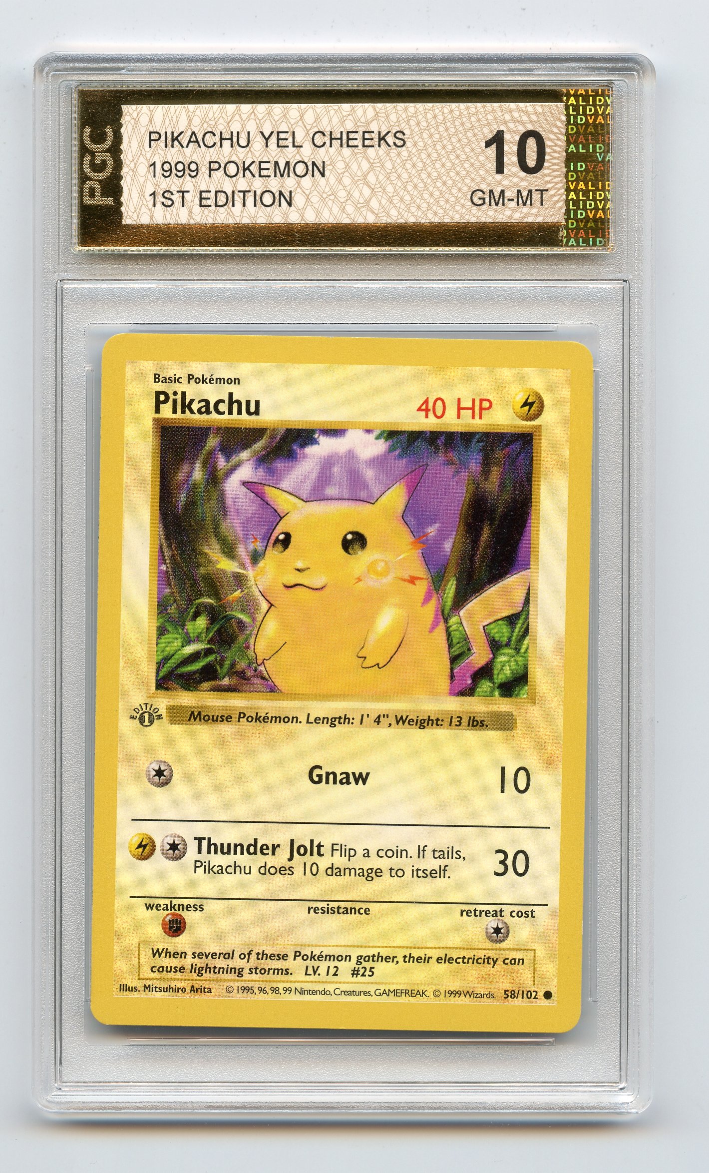 PGC 10 Pikachu 1st Edition Yellow Cheeks - Base Set 1999