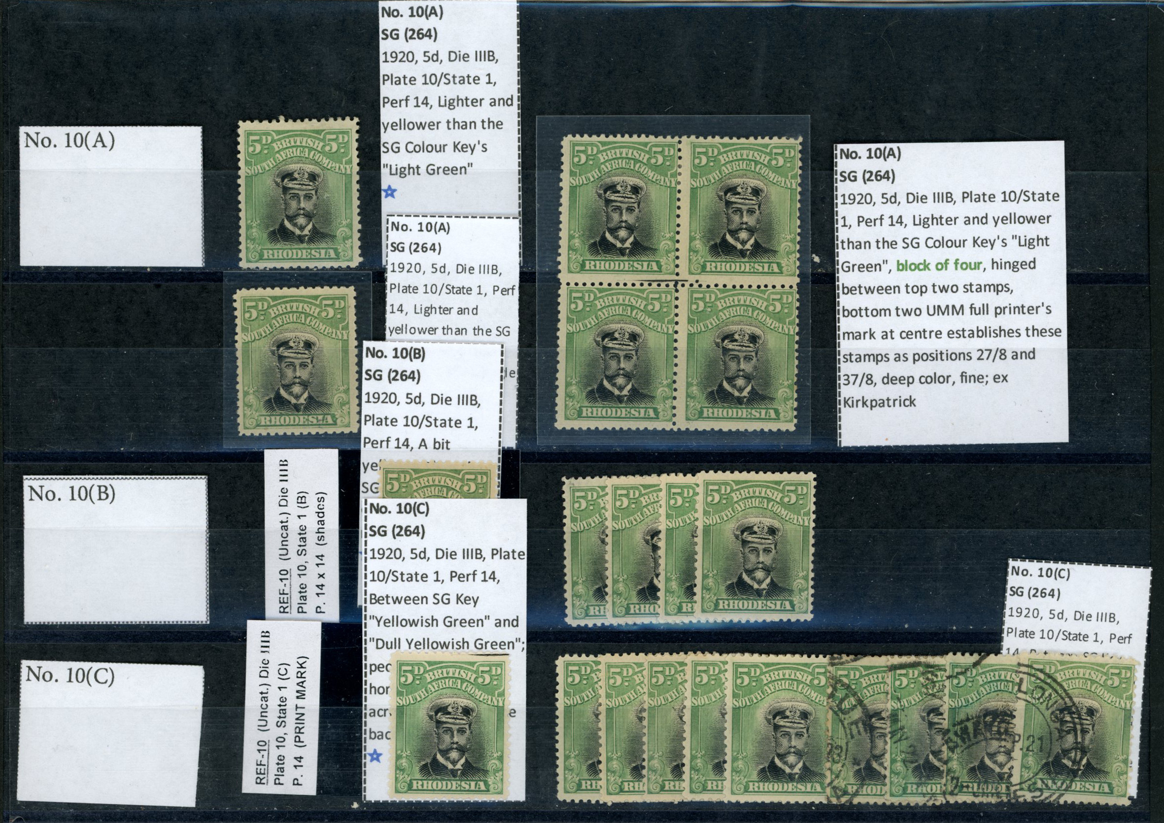 1918-21 5d Head Die IIIB, perf 14. Plate...