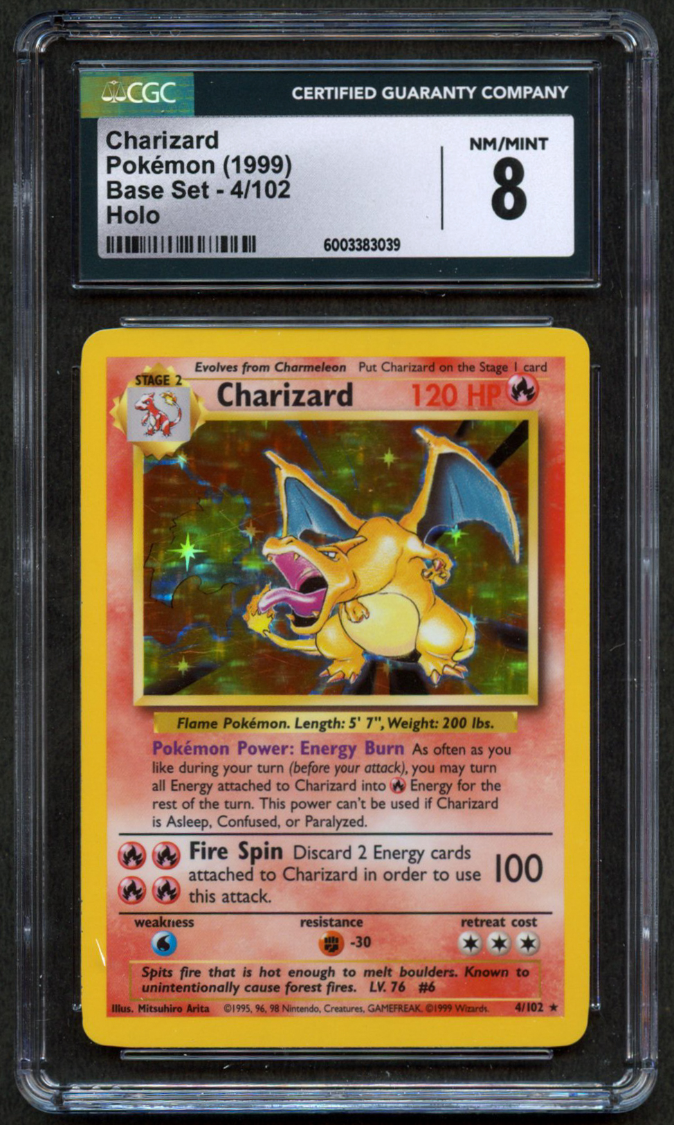 CGC 8 Charizard Unlimited - Base Set (1999)