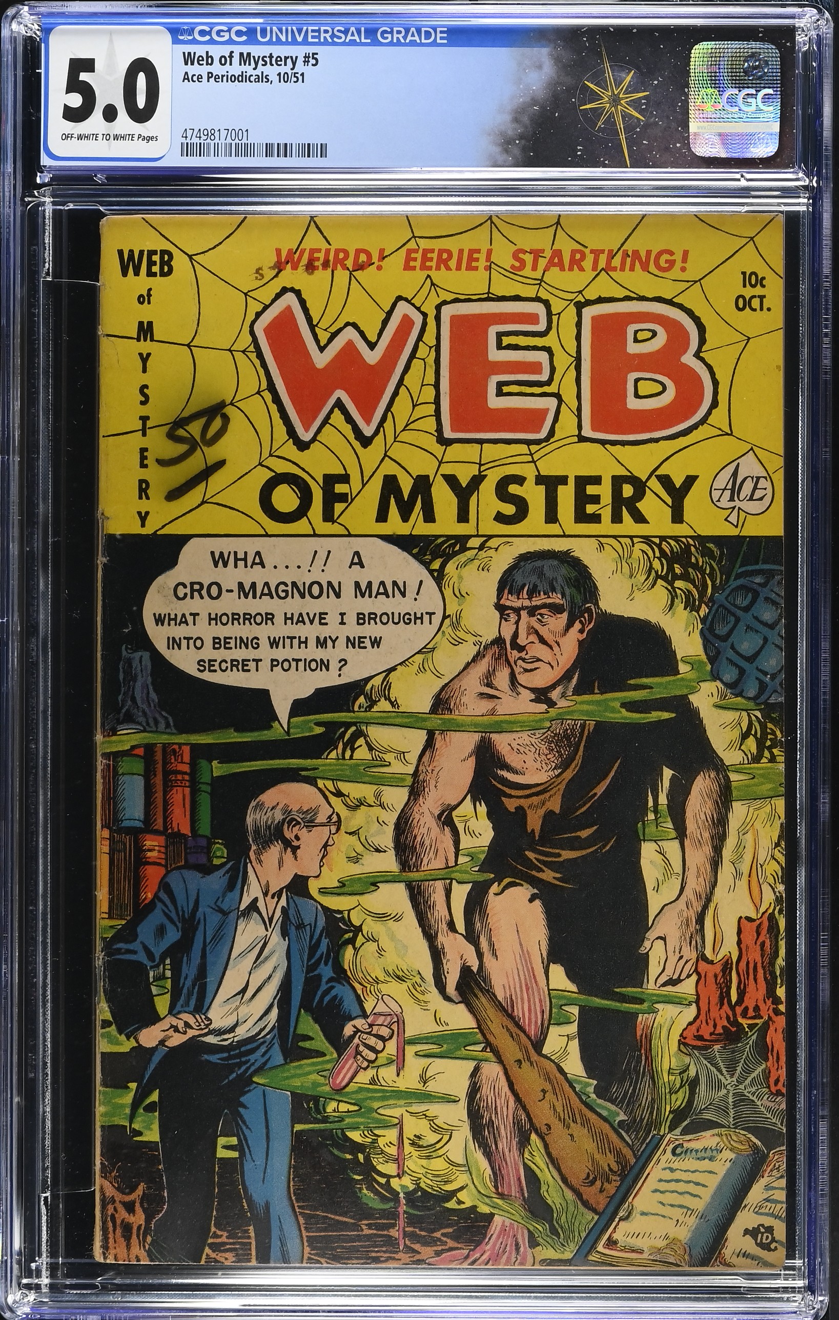 Web of Mystery #5 CGC 5.0 (Ace Periodicals, 1951) Off-White to White Pages