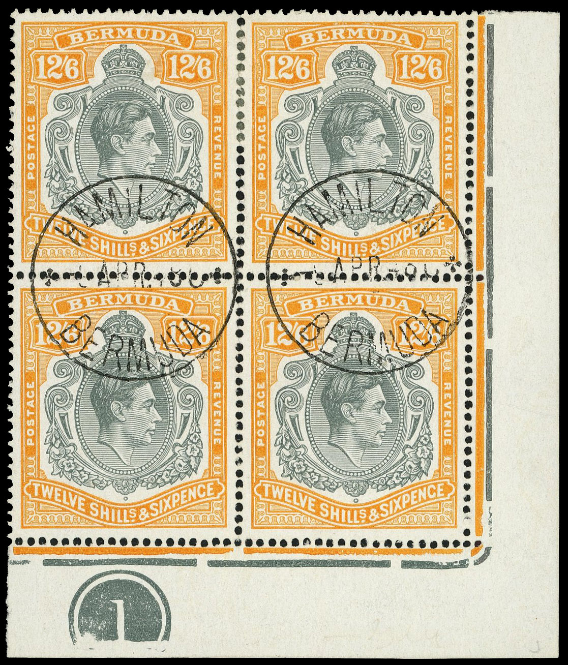 Bermuda SG 120c Plate block used