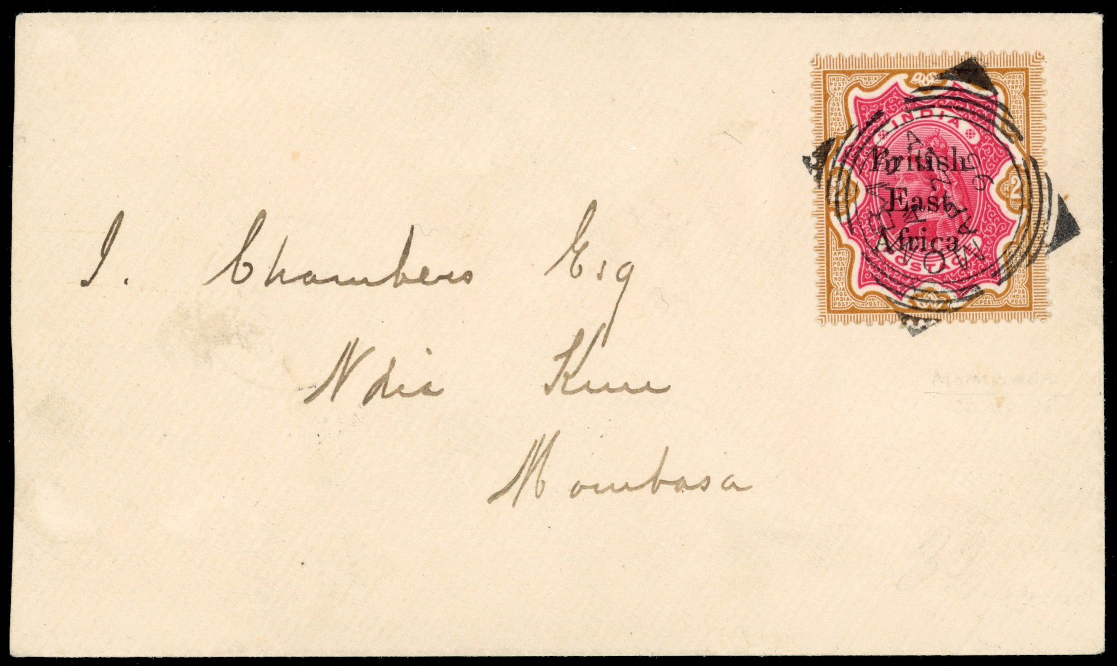 British East Africa SG 61 1896 cover with 2r italic "c"