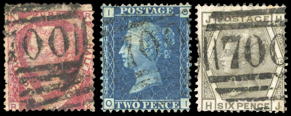 1868 Vickers, Sons & Co, Limited Sheffield unofficial underprints. Three used examples