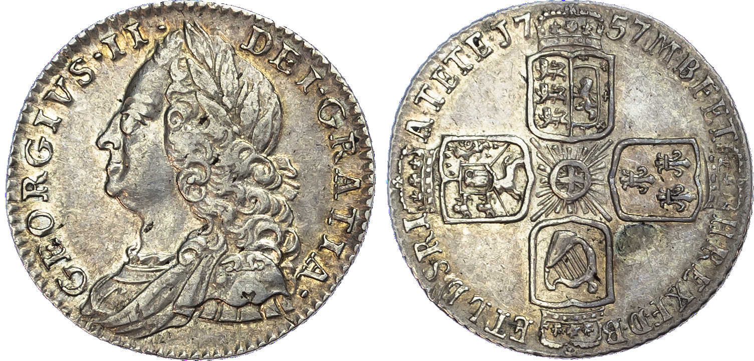 George II (1727-60), Sixpences, 1757, 1758 (2).