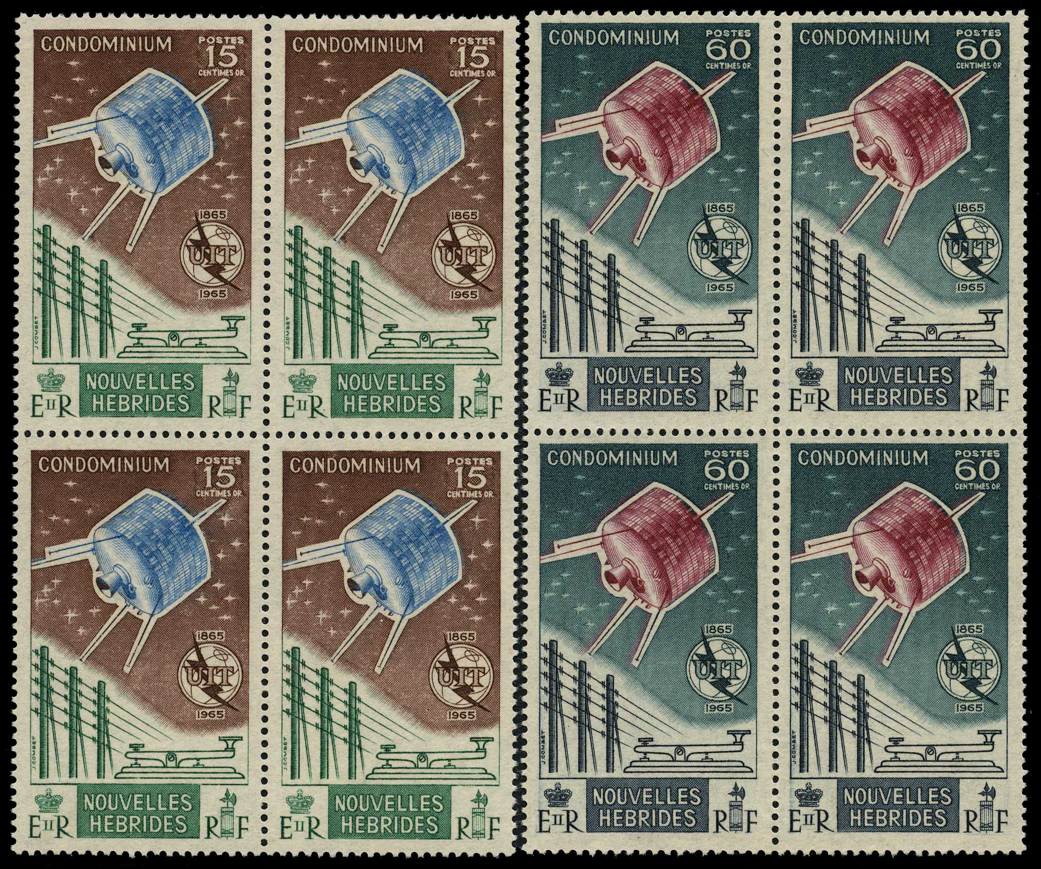 1965 ITU Centenary 15c & 60c as blocks of...