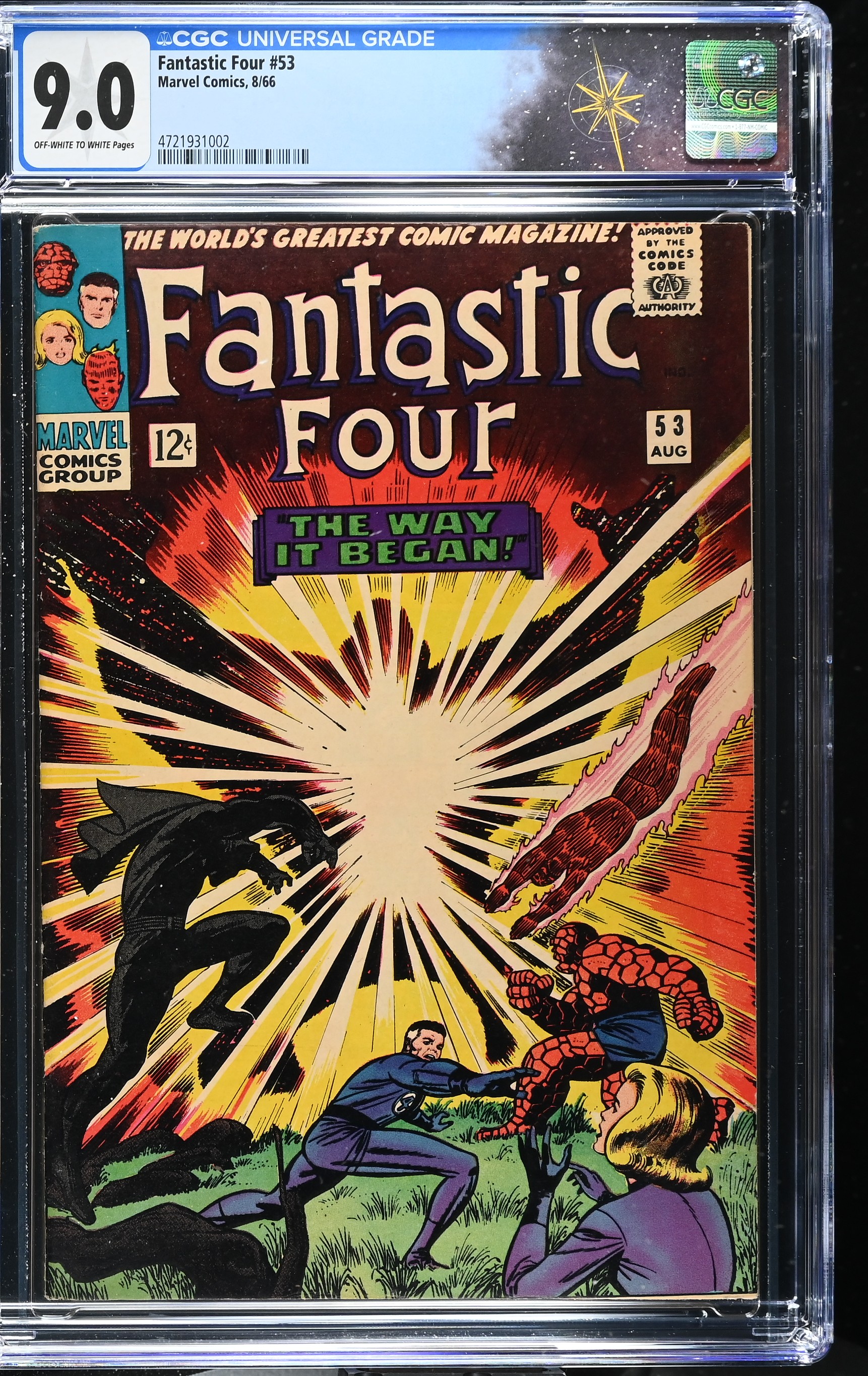 Fantastic Four #53 CGC 9.0 1st Appearance of Klaw & 2nd Black Panther (Marvel Comics, 1966) Off-White to White Pages
