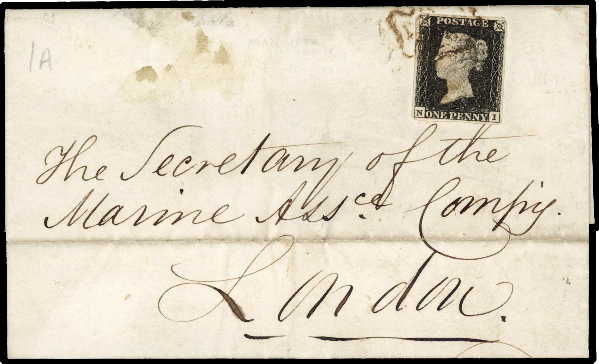1840 1d Black Pl.1a. “May Date”. Fine entire sent from Liverpool MY.11.1840