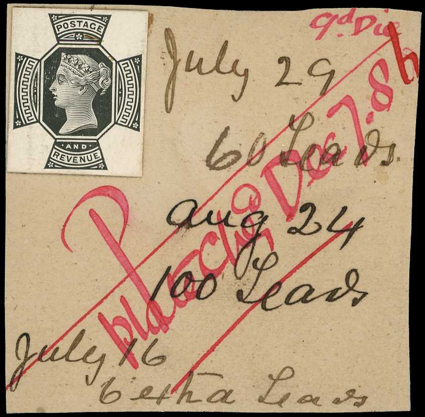 1887 Die Proof of the 9d Head, Type I with...