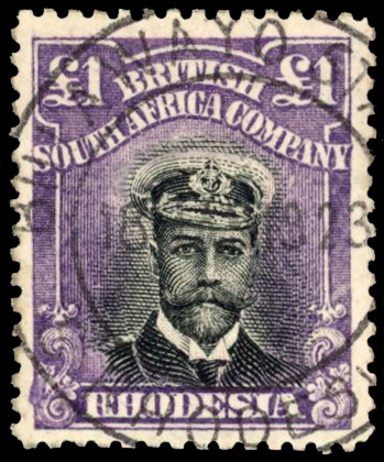 Rhodesia £1 SG 243 Snowstorm forged cancel