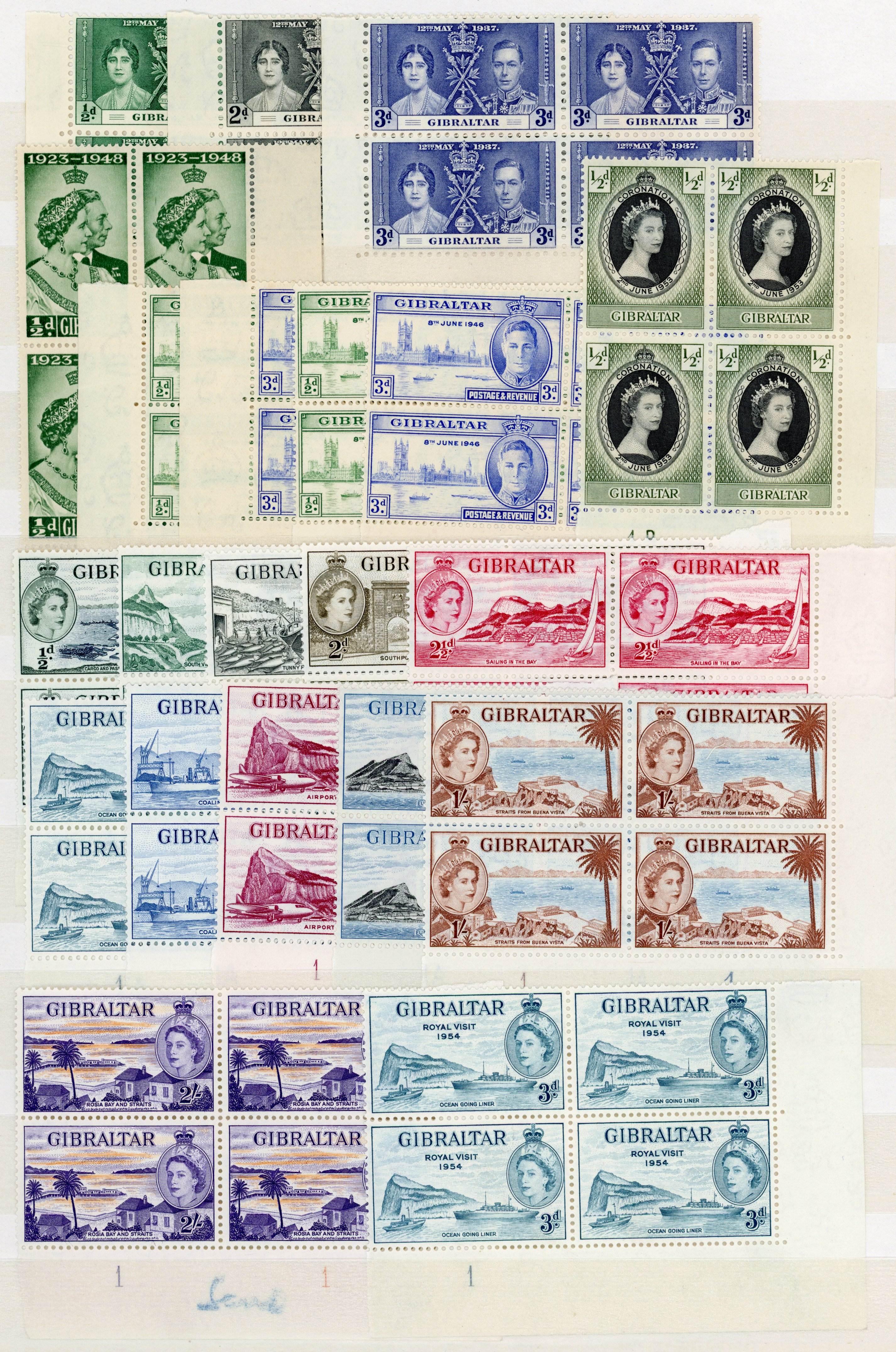 Gibraltar KG VI/QE II mint blocks