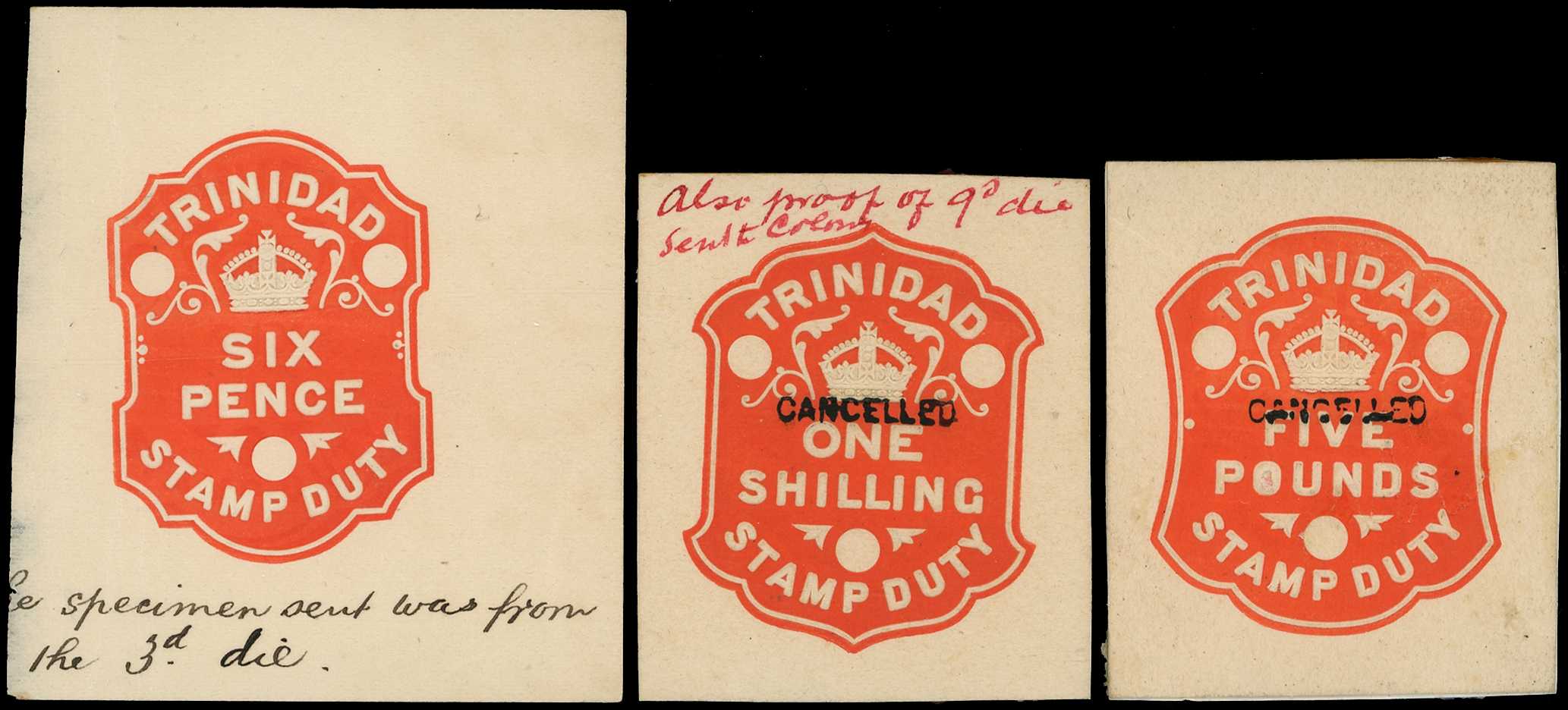 Embossed Revenue c.1900 group of three...