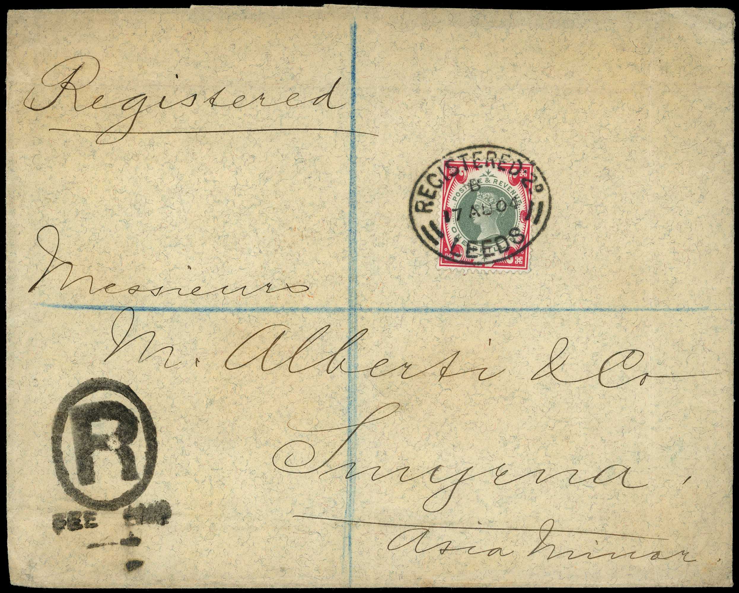 Postal History. 1904 registered envelope...