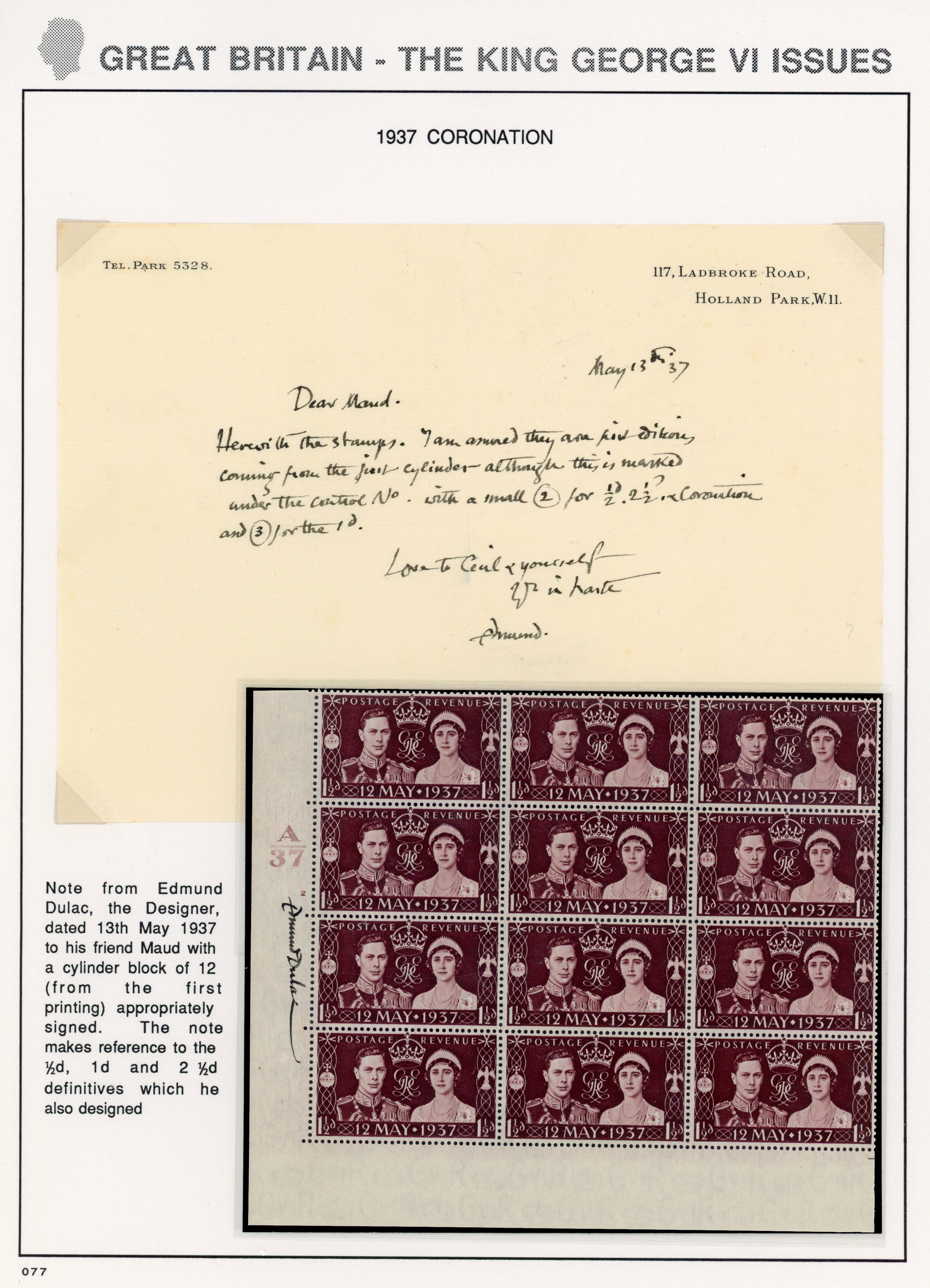 GB SG 461 block var Signed by the artist ‘Edmund Dulac’