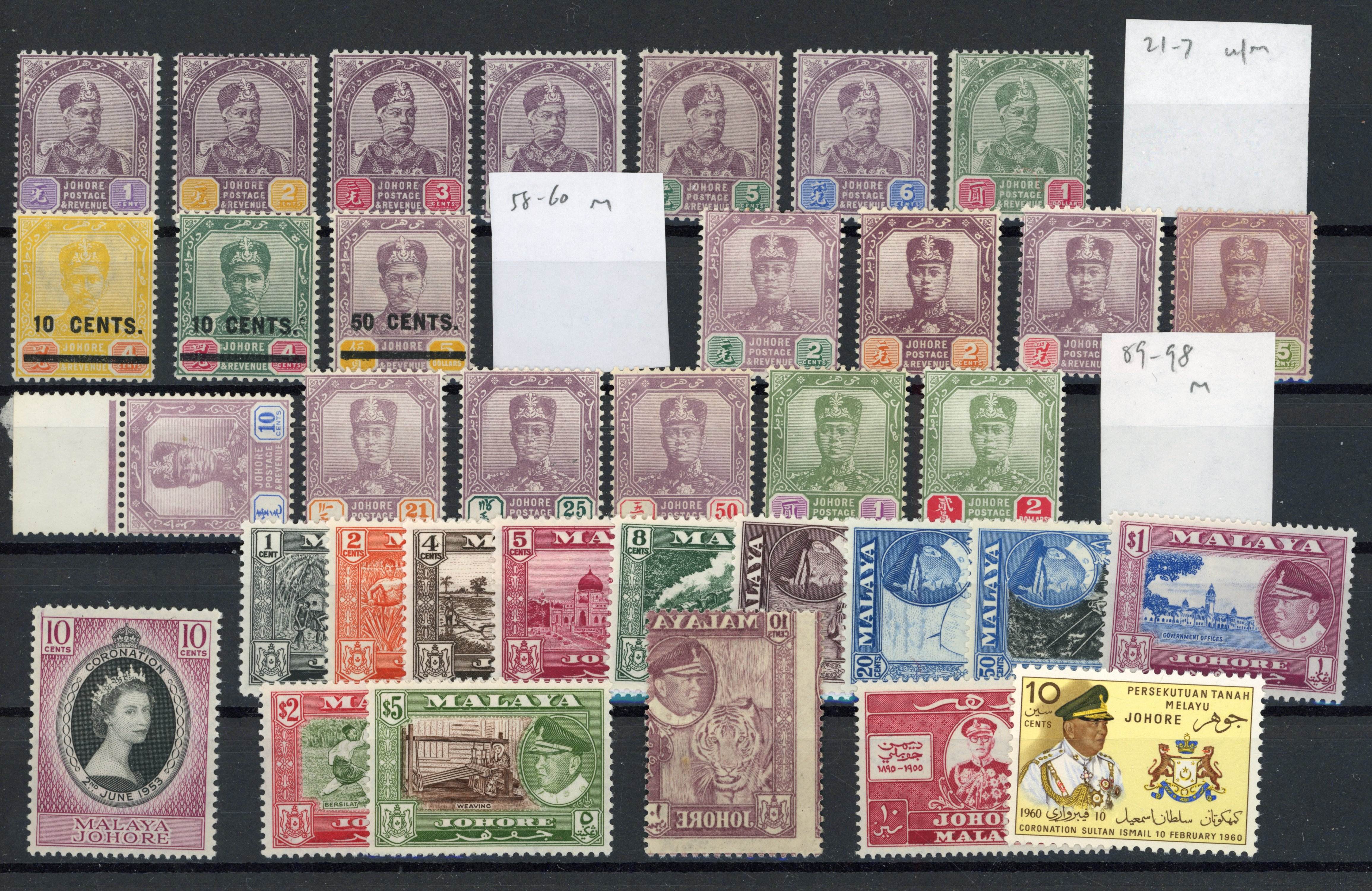 Malaya Johore 1891-1960 collection mint