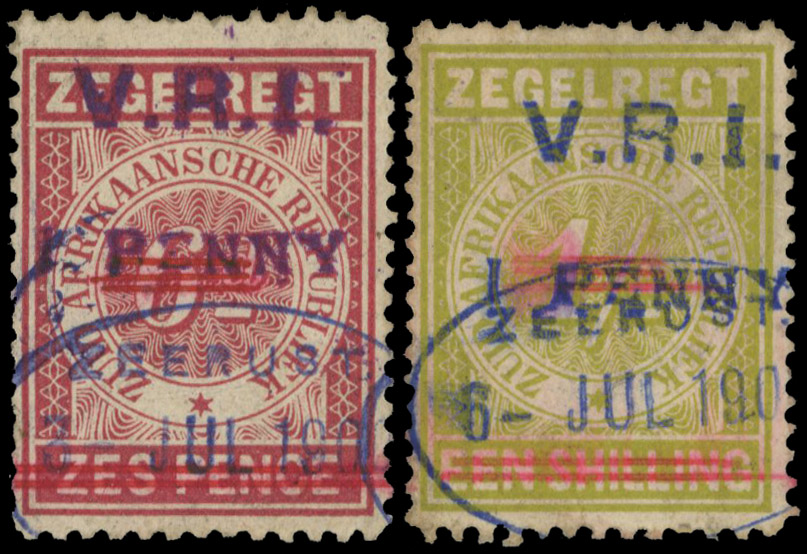 Transvaal 1900 Zeerust Provisional Revenue surcharges 1 Penny on 6d and 1s