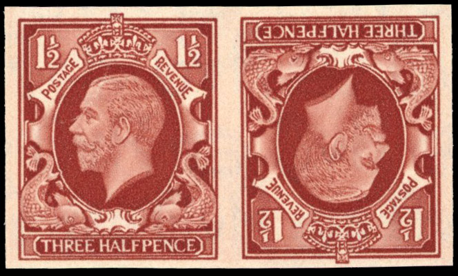 Great Britain 1934 1½d Red-brown, Tête-bêche Pair, BPMA Imprimatur, SG 441