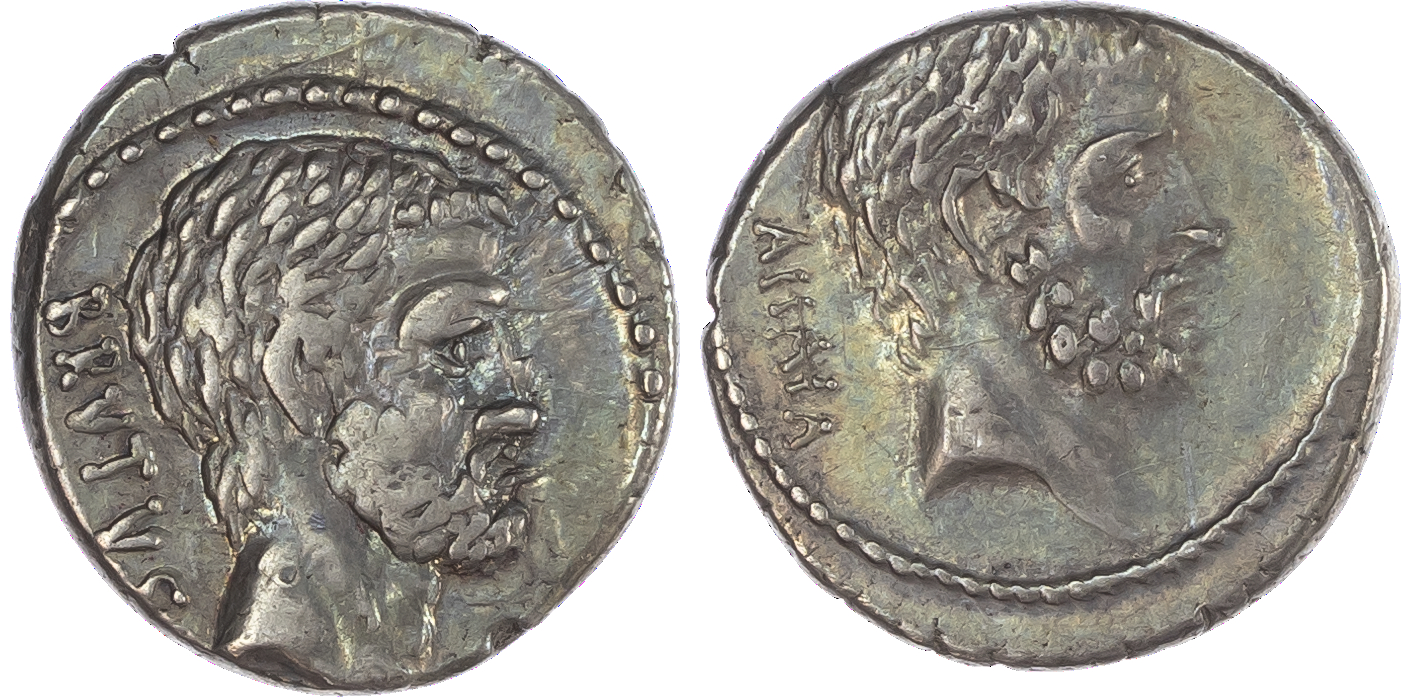 Q. Servilius Caepio (M. Junius) Brutus (54 BC) AR Denarius, mint of Rome, 4.16g. BRVTVS, bare head of L. Junius Brutus