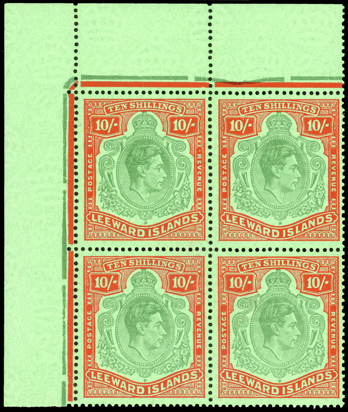 Leeward Islands SG 113c block mint
