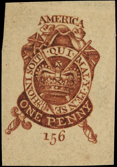 GB "AMERICA" revenue Newspaper Tax: 1765 (1 Nov.) 1d red, proof impression