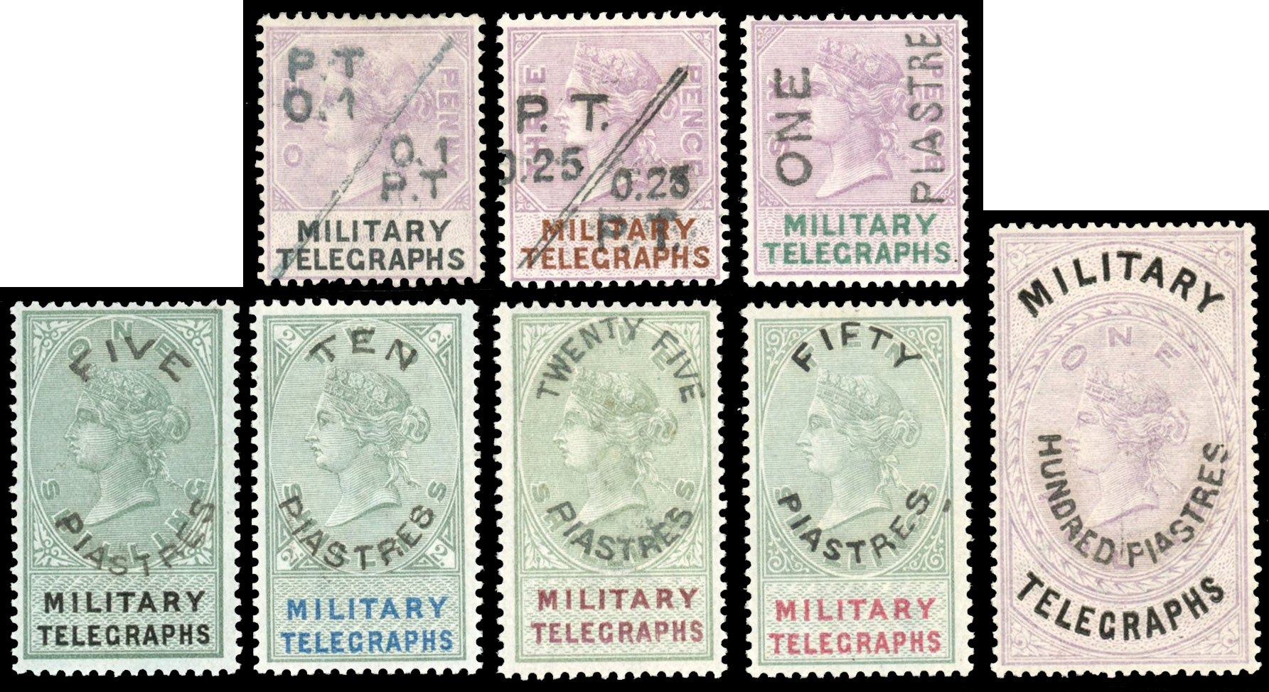 Egypt Military Telegraphs SG MT9-16 1886 set mint