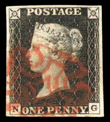 1840 1d black, plate 3 (NG), four even margins, neatly cancelled