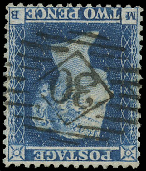 SG23wi 1855 2d Blue Pl.4 MB Wmk inv.