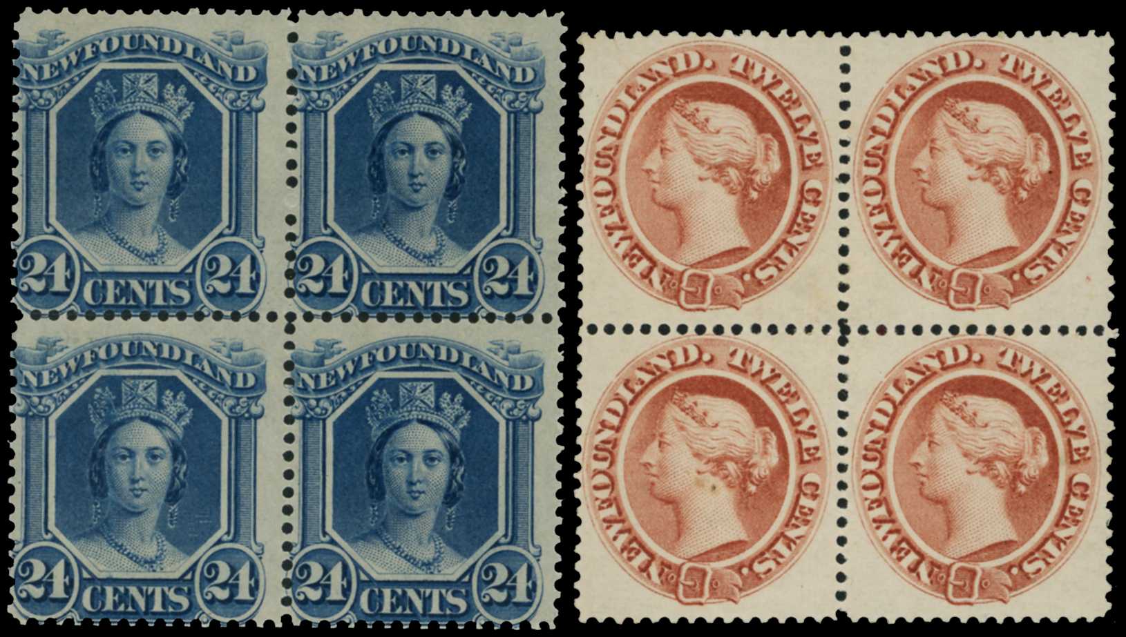 1865 24ct blue block of four with full o.g....