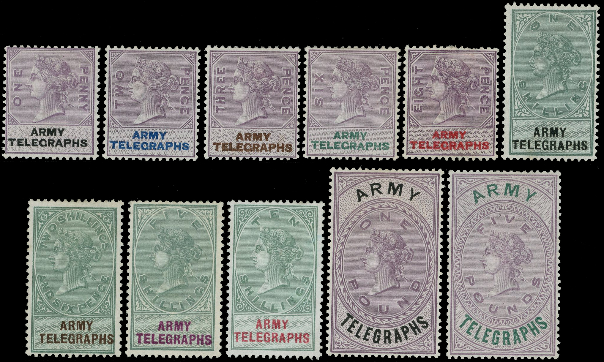 1899-1900 Army Telegraph set 1d to £5