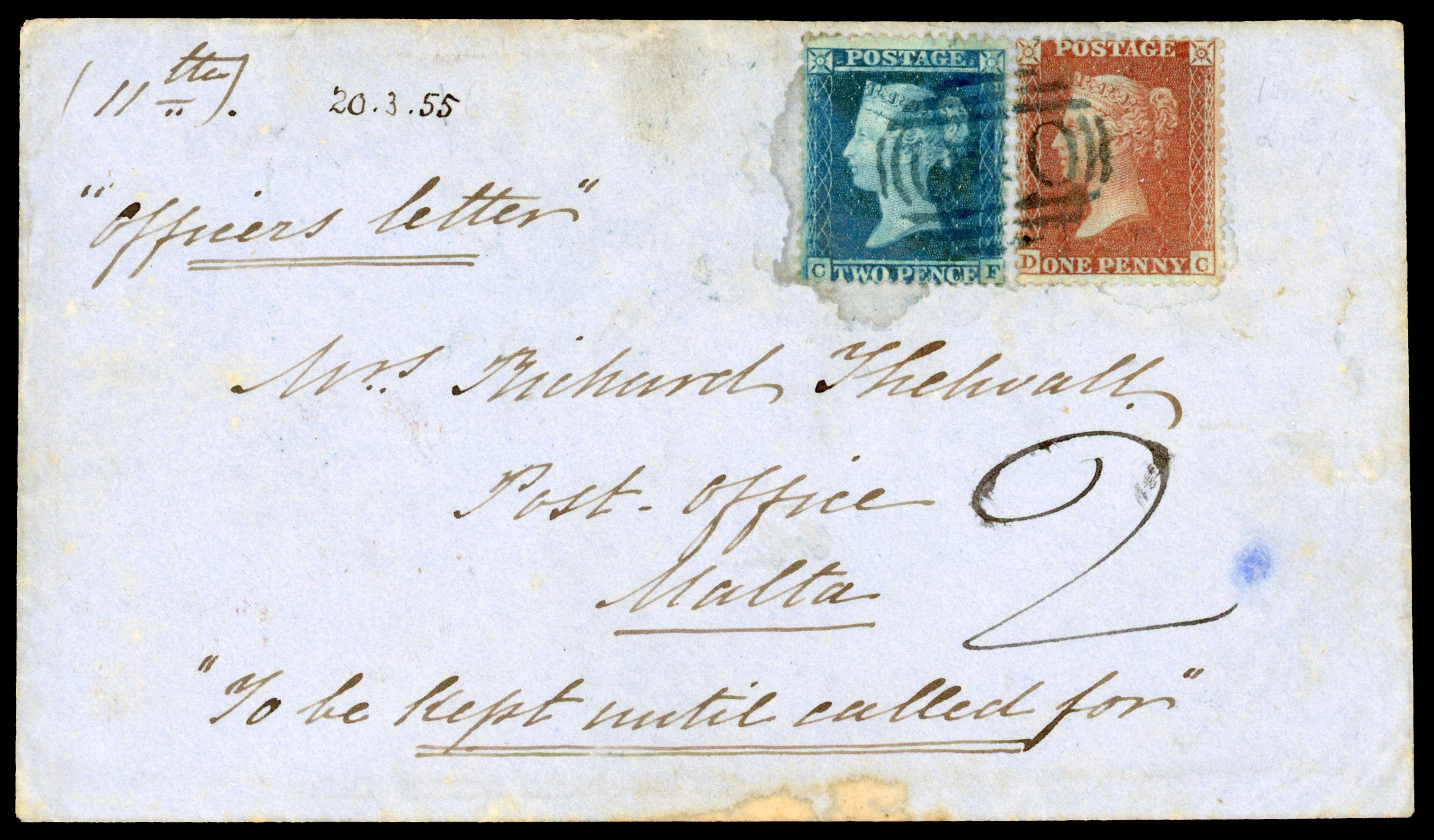 GB Used Abroad Crimean War cover to Malta