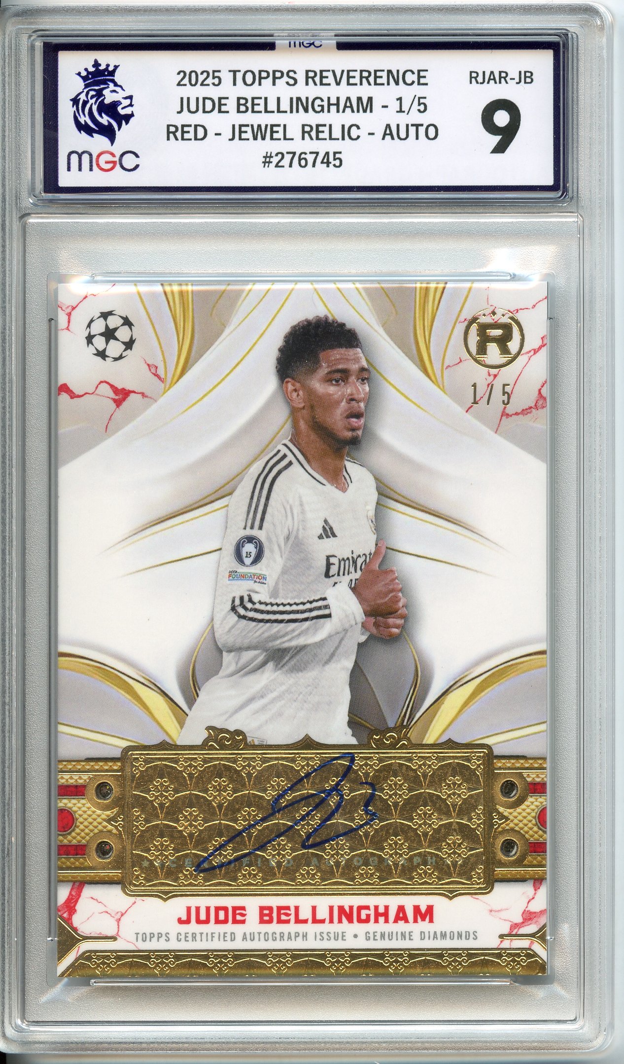 MGC 9 2025 TOPPS REVERENCE JUDE BELLINGHAM - 1/5 - RED - JEWEL RELIC - AUTO