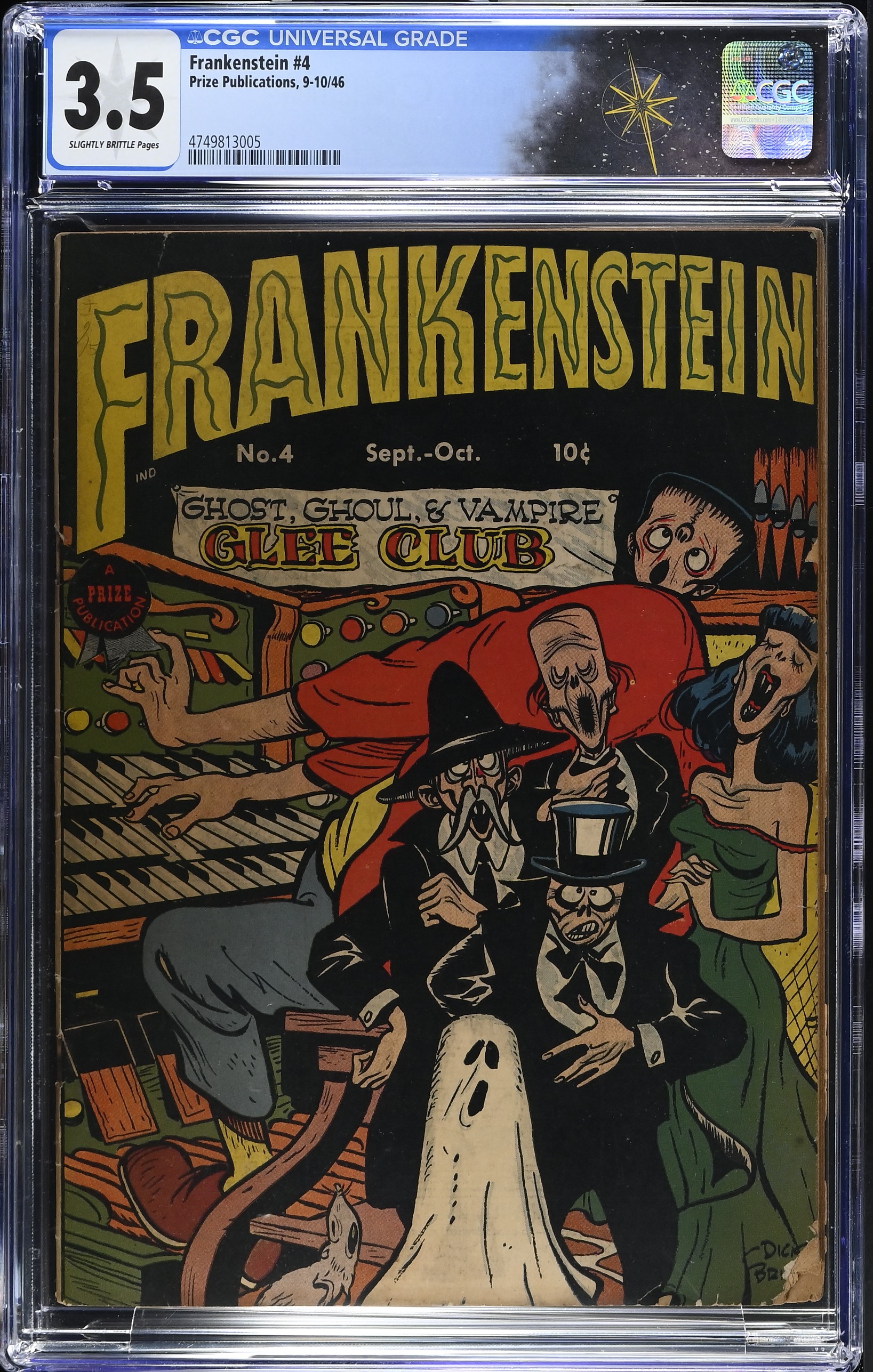 Frankenstein #4 CGC 3.5 Cover by Dick Briefer (Prize Publications, 1946) Slightly Brittle Pages
