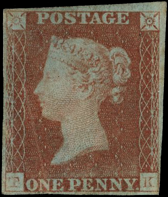 1841 1d Red-brown Pl.1b (Black Plate, Fourth repair, State 5). Unused