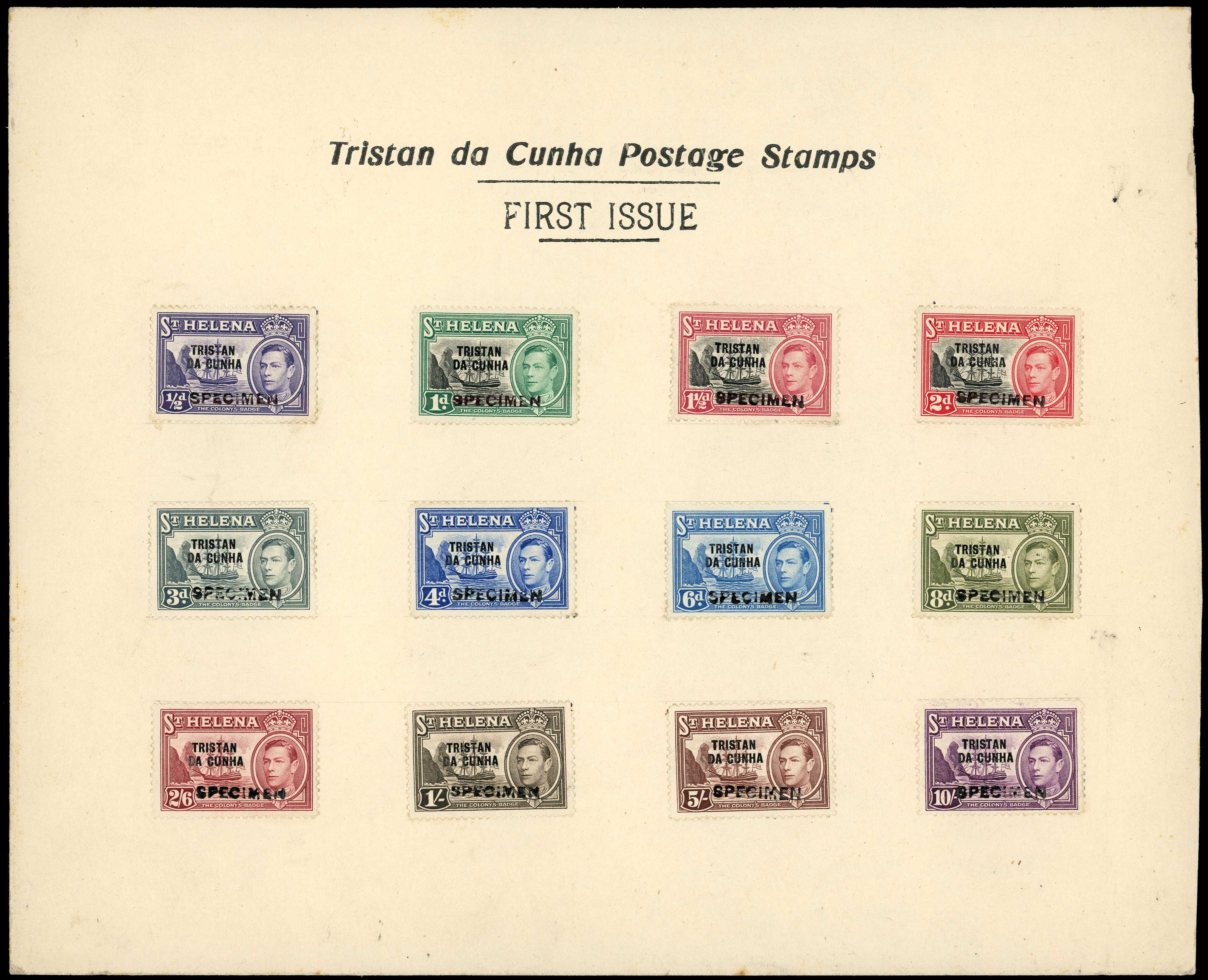 1952 set of twelve affixed to Post Office...