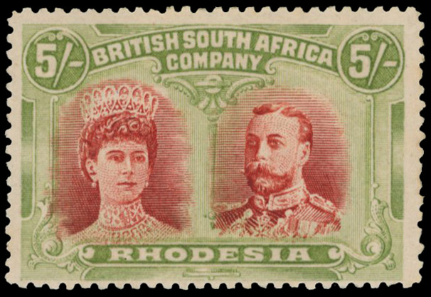 5s crimson and yellow-green SG 160a, position 2 Gash in Ear mint