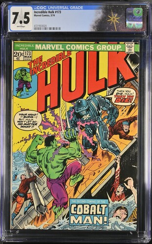 Incredible Hulk #173 CGC 7.5 Roy Thomas story, Herb Trimpe cover and art (Marvel Comics, 1974) White pages